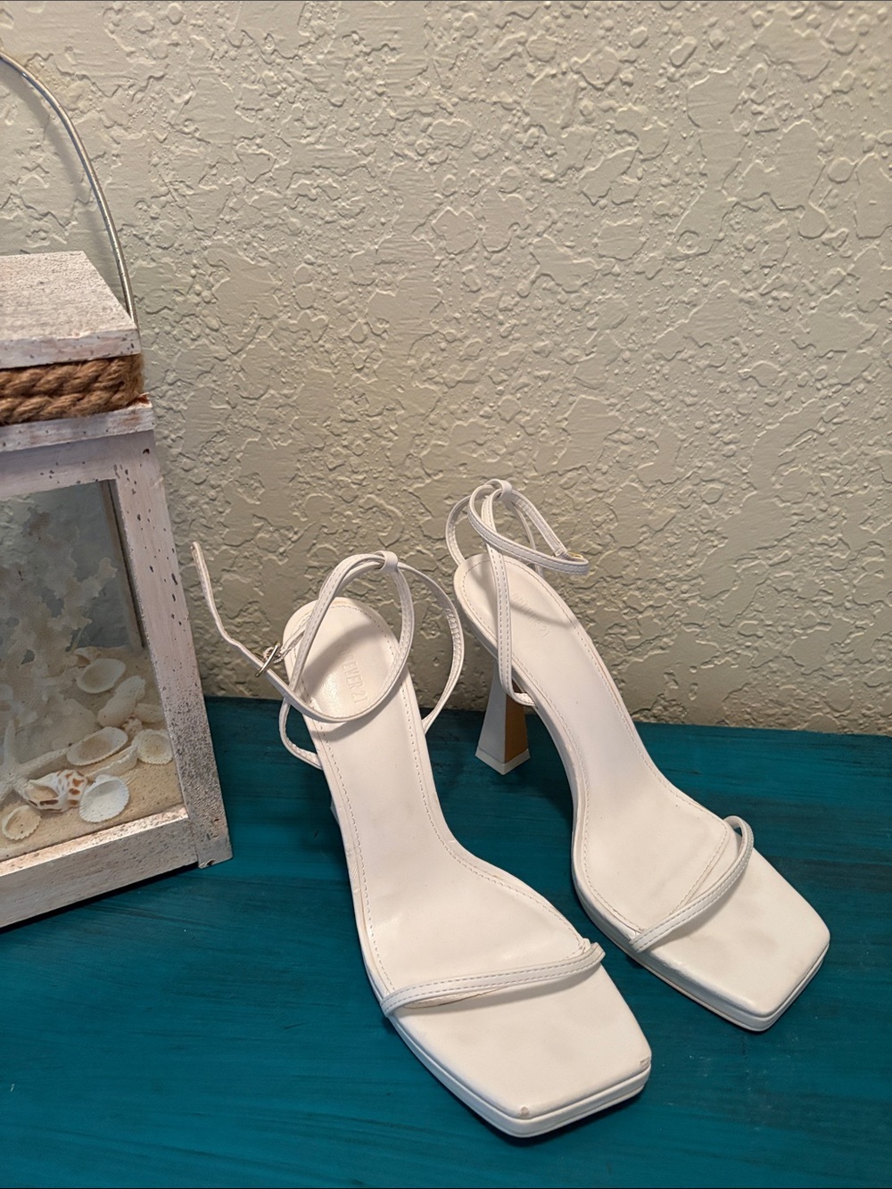 White Strappy Block Heel Sandals for Women